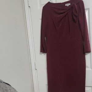 Calvin Klein Sparkling Burgundy Long Sleeve Dress